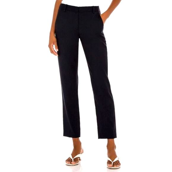 NEW! Nili Lotan 4 Navy Blue Virgin Wool Colmar Pants Straight Leg Mid Rise Crop - Picture 1 of 13